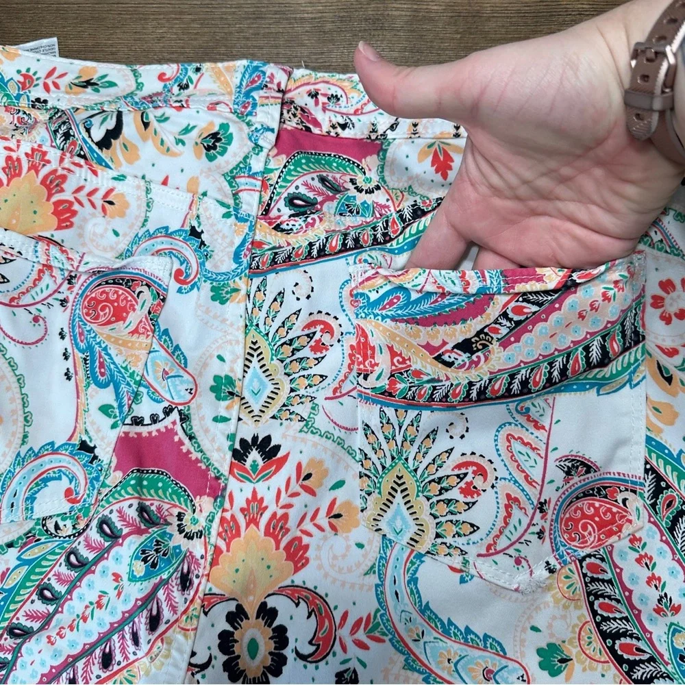 Chico's Multicolor Paisley Slim Leg Crop Pants - Picture 6 of 8